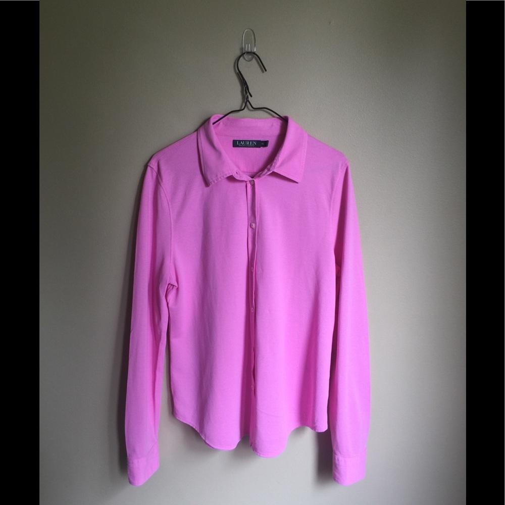 Ralph Lauren Pink Knit Oxford Button Down Size XL